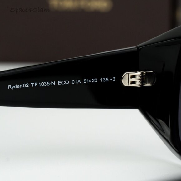 BRAND NEW Tom Ford FT1035-N RYDER 01A Shiny Black Grey Square Women Sunglasses main image 9